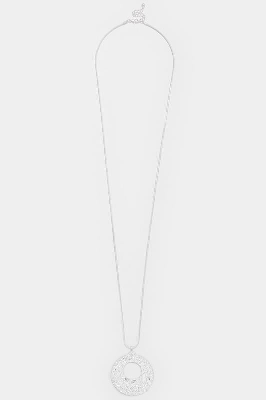Silver Tone Adjustable Chain Disc Necklace | Yours Clothing 1