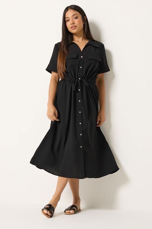  M&Co Petite Black Utility Shirt Dress