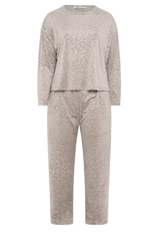YOURS Plus Size Set Natural Brown Embossed Leopard Super Luxe Lounge | Yours Clothing 5