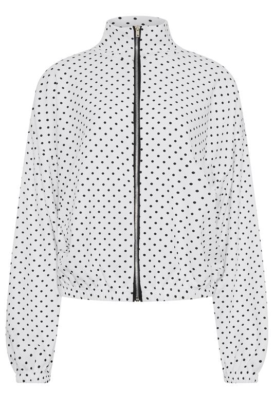 LTS Tall Women's White Polka Dot Funnel Neck Jacket | Long Tall Sally 1