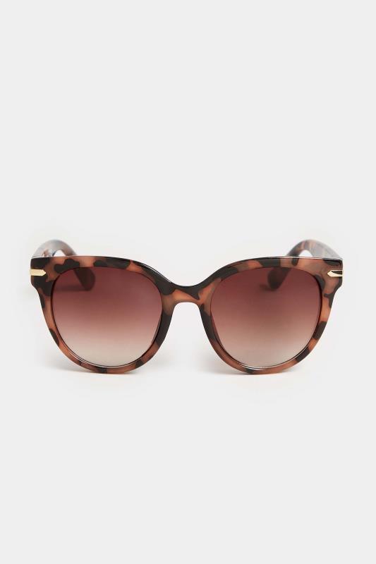 Plus Size  Yours Brown Tortoiseshell Oversized Gold Detail Sunglasses