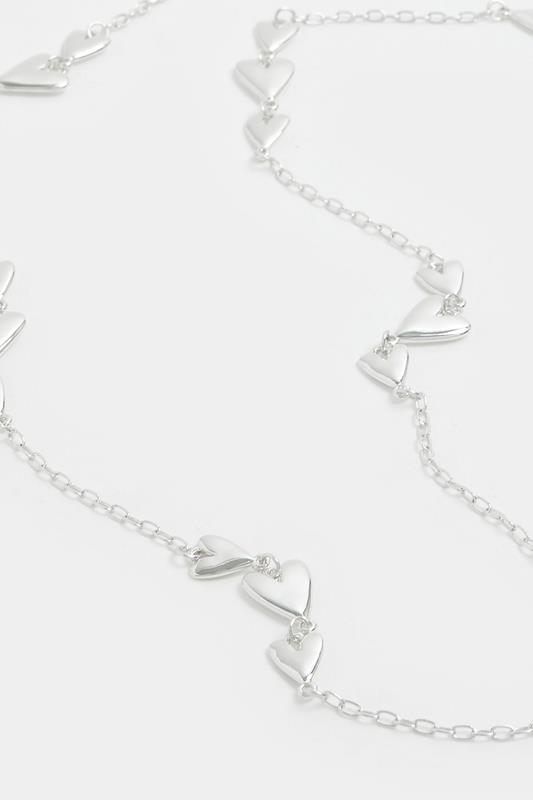 Silver Tone Long  Triple Heart Necklace | Yours Clothing 2