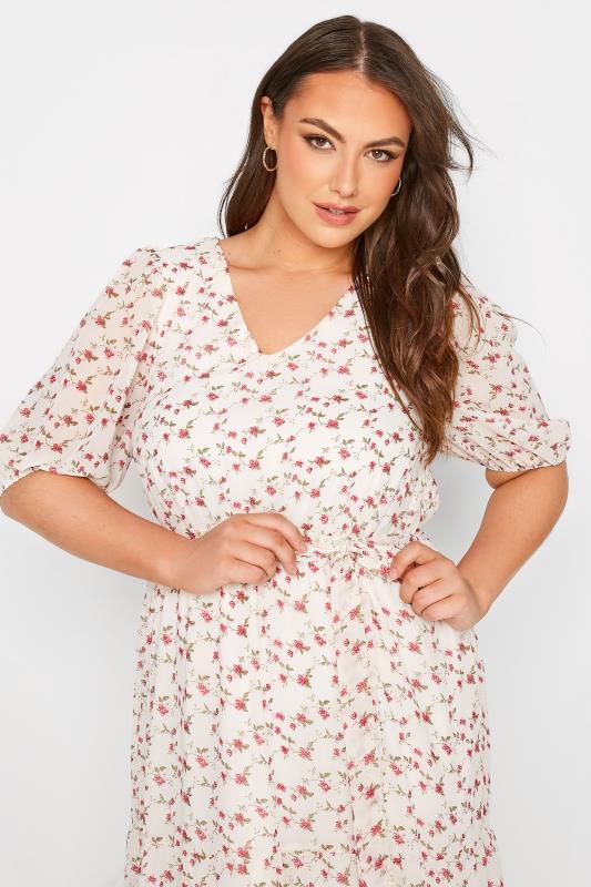 YOURS LONDON Plus Size White Ditsy Smock Midi Dress | Yours Clothing  4