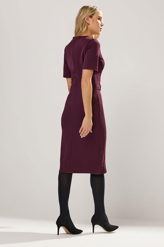 LTS Tall Berry Red Tailored Button Midi Dress | Long Tall Sally 2