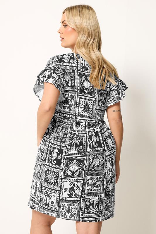YOURS Plus Size Black Mixed Shell Tunic Dress | Yours Clothing 2