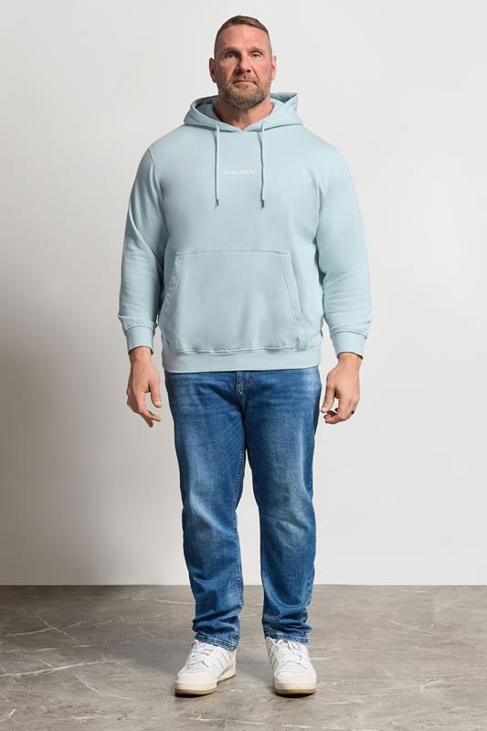 JACK & JONES Big & Tall Celestial Blue Printed Hoodie | BadRhino 1
