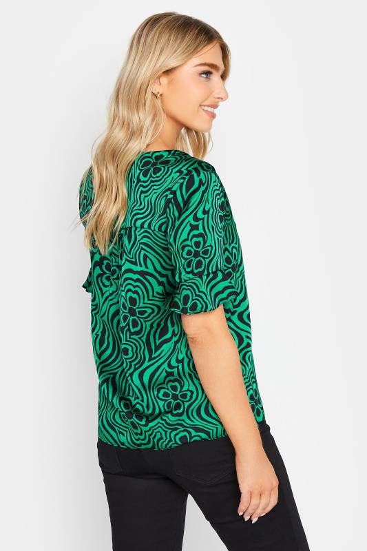 M&Co Green Floral Swirl Print Frill Sleeve Blouse | M&Co 3