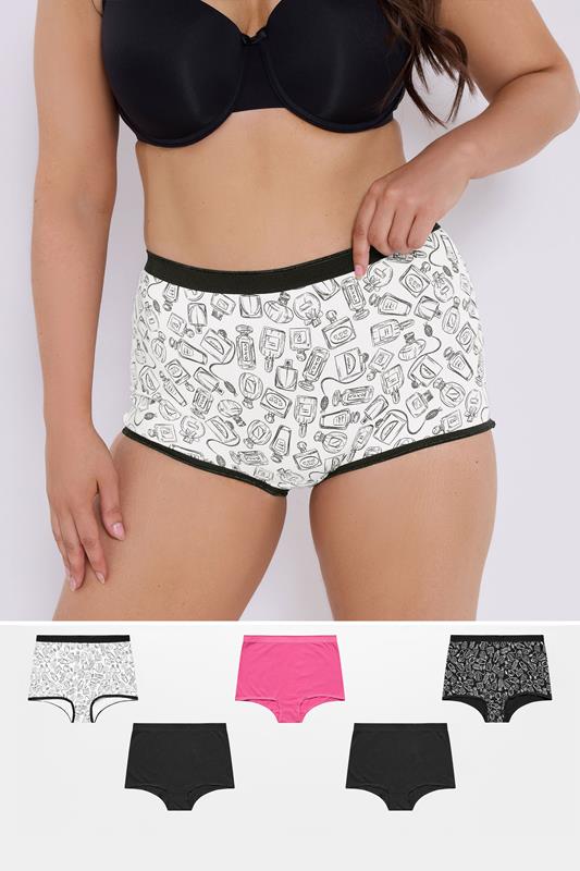 YOURSET 5 PACK Curve Black Perfume Bottle Print Shorts | Yours Clothing 1