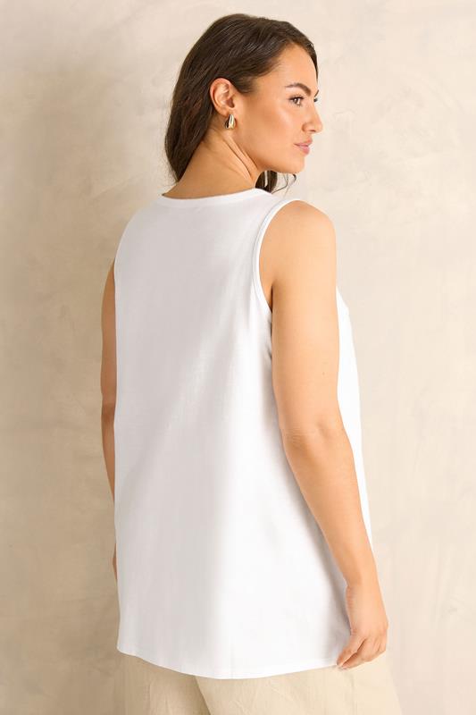 EVANS Plus Size White Sleeveless Henley Top | Evans 2