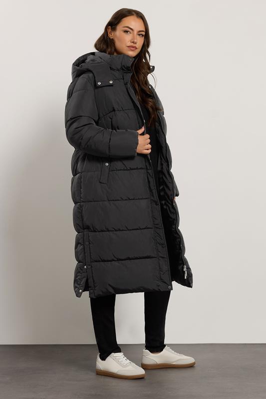 EVANS Curve Black Maxi Puffer Coat | Evans 7