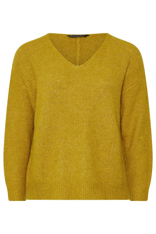 EVANS Plus Size Green Knitted V-Neck Jumper | Evans  7