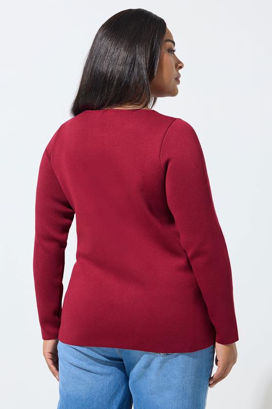 LIMITED COLLECTION Plus Size Red Long Sleeve Knitted Top | Yours Clothing 2
