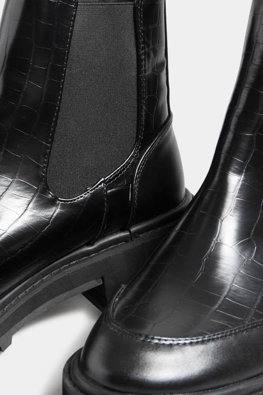 LTS Tall Black Chunky Chelsea Croc Heel Boot In Standard Fit | Long Tall Sally  5