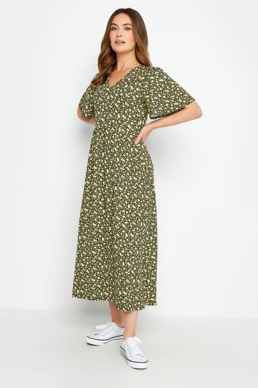 Women's  M&Co Petite Green & Yellow Ditsy Floral Print Dress