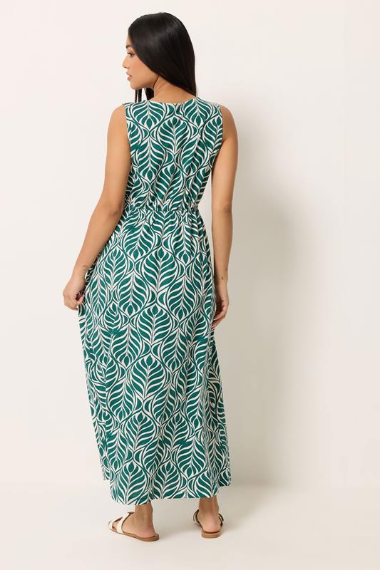 M&Co Petite Green Leaf Print Cotton Maxi Dress | M&Co 2