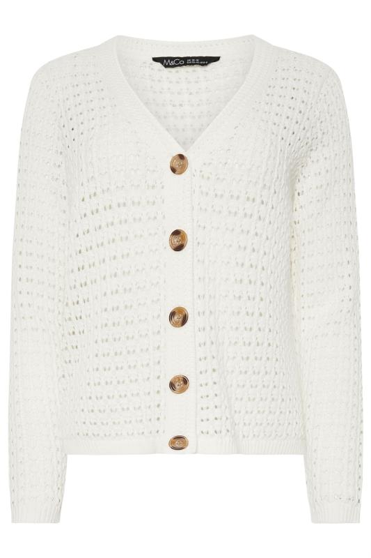 M&Co Ivory White Button Down Crochet Cardigan | M&Co 5