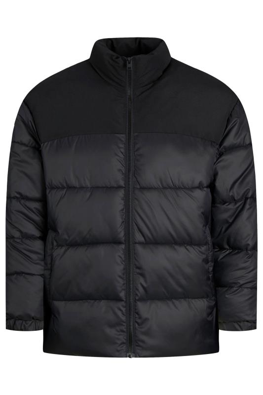 JACK & JONES Big & Tall Black Stand-Up Collar Puffer Jacket | BadRhino 1