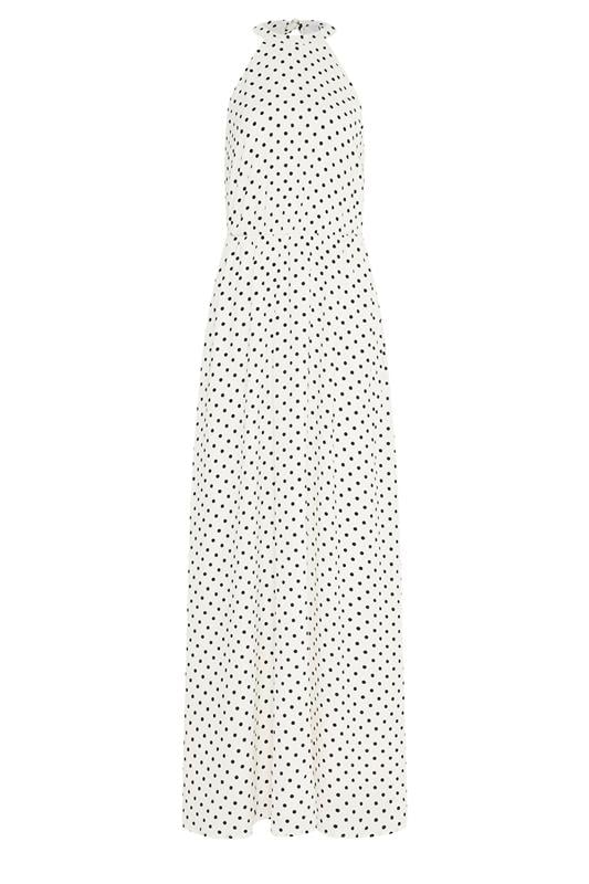 LTS Tall Women's White Satin Polka Dot Halter Neck Dress | Long Tall Sally 6