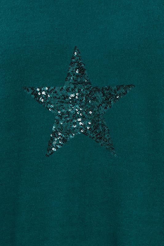 YOURS Plus Size Teal Green Sequin Embellished Star Jumper | Yours Clothing 4