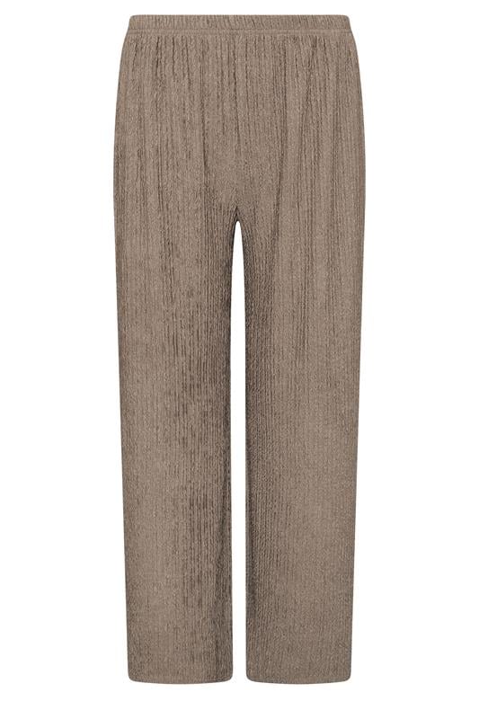 M&Co Petite Mocha Brown Crinkle Wide Leg Trousers | M&Co 6