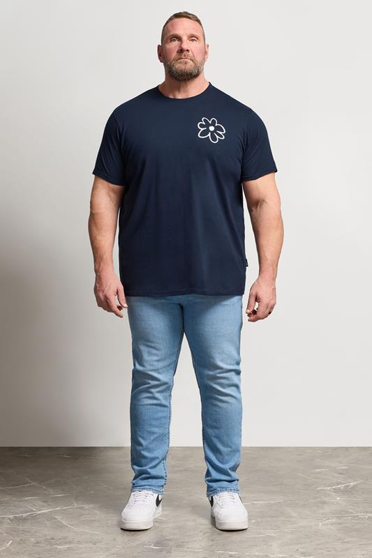 BadRhino Big & Tall Navy Blue Flower Graphic T-Shirt | BadRhino 5