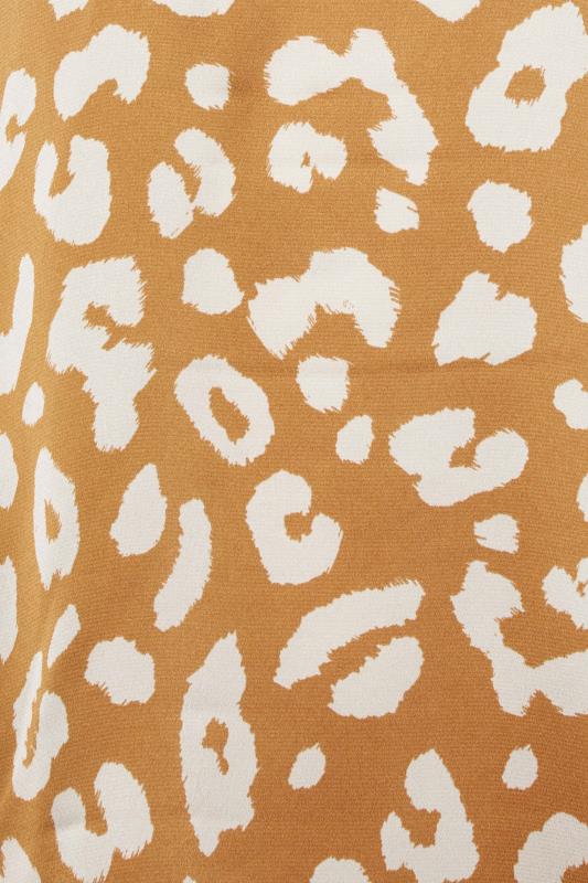 M&Co Orange Leopard Print High Neck Satin Blouse | M&Co 5