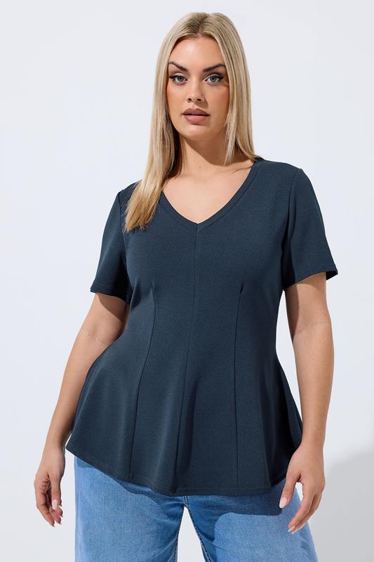 LIMITED COLLECTION Plus Size Navy Blue Corset Top | Yours Clothing 1