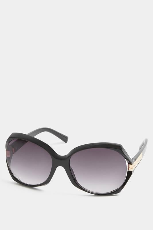  Yours Black Metallic Arm Oversized Sunglasses