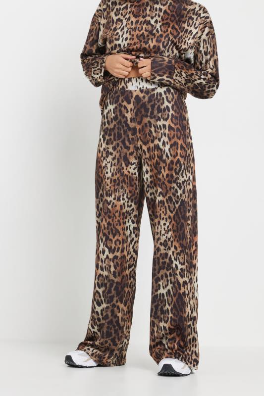 PixieGirl Petite Women's Brown Soft Touch Leopard Print Trousers | PixieGirl 2