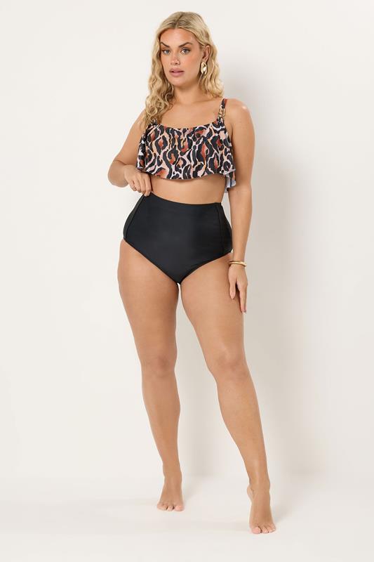 Plus Size Black Super High Waisted Tummy Control Bikini Briefs | Yours Clothing 2