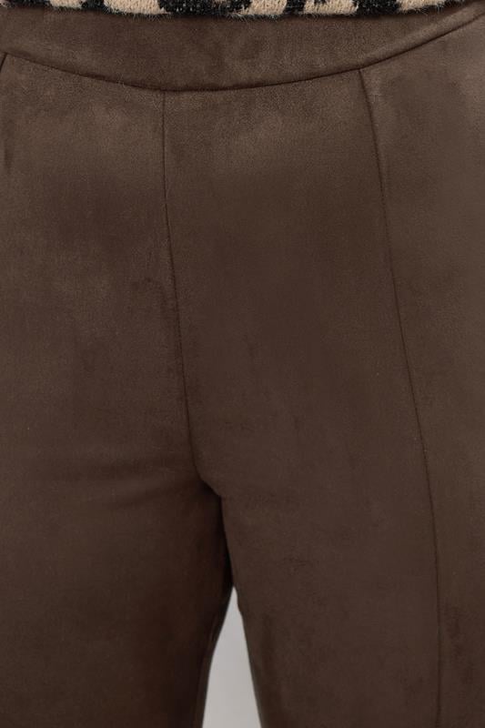 YOURS Plus Size Chocolate Brown Faux Suede Leggings | Yours Clothing 5