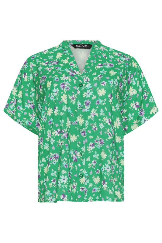 M&Co Green Floral Print Short Sleeve Shirt | M&Co  5