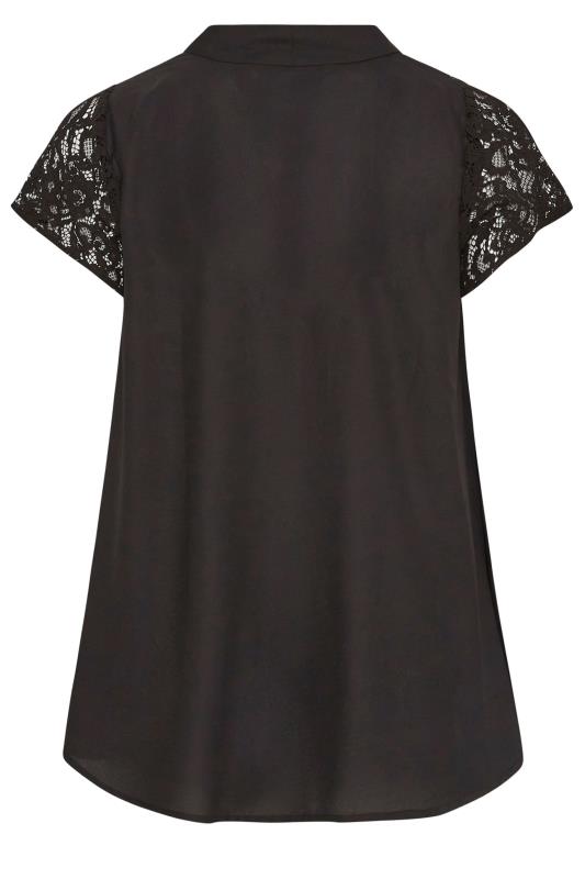 YOURS Plus Size Black Lace Insert Blouse | Yours Clothing 7