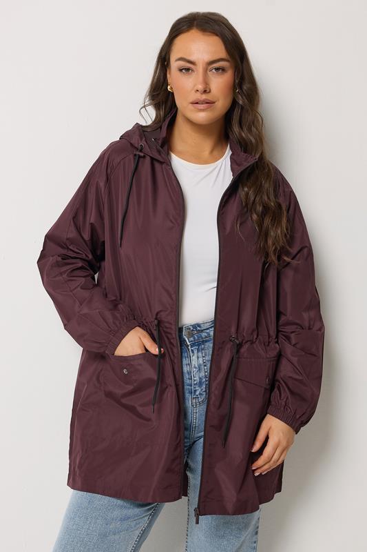 YOURS Curve Purple Drawstring Lightweight Parka Jacket