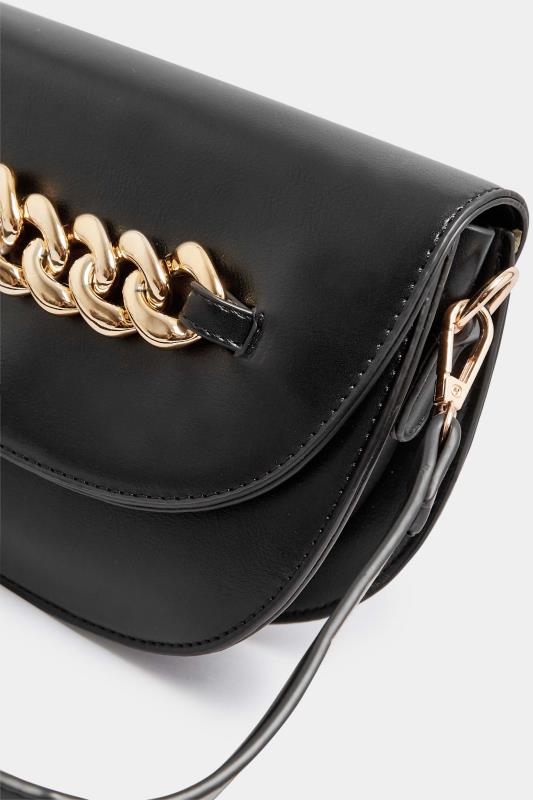 Black Chain Detail Shoulder Bag | Yours Clothing 5