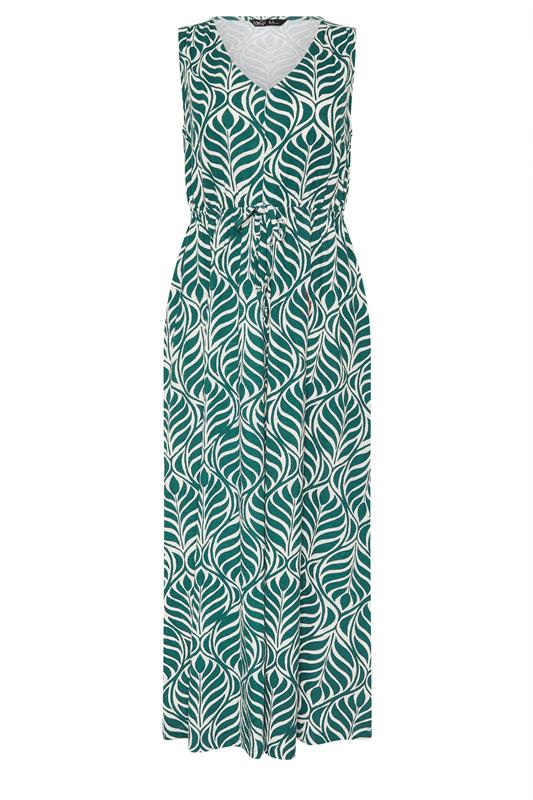 M&Co Petite Green Leaf Print Cotton Maxi Dress | M&Co 5