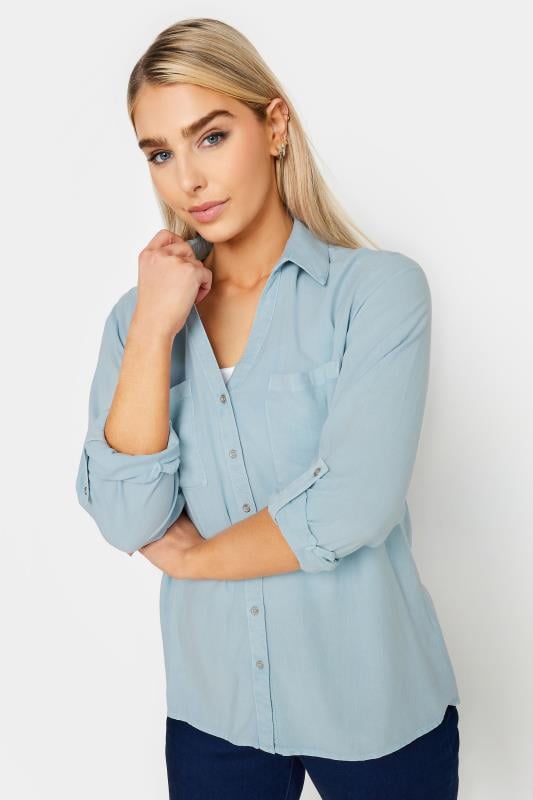 M&Co Blue Button Up Long Sleeve Shirt | M&Co 1