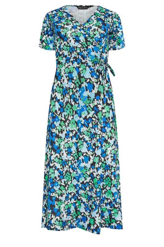 M&Co Blue Ditsy Floral Print Midi Wrap Dress | M&Co 6