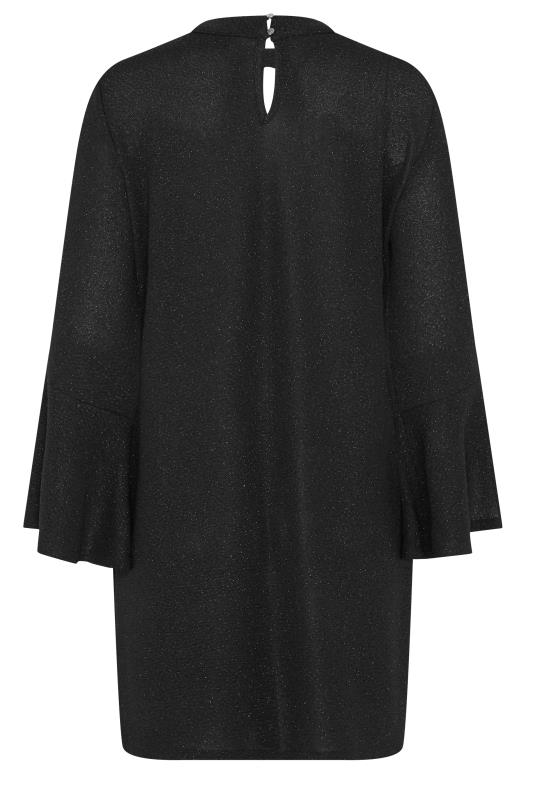 M&Co Black Shimmer Bell Sleeve Mini Dress | M&Co 7