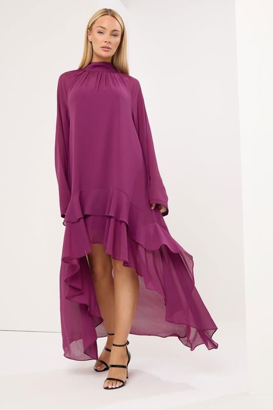  STAR Purple Dipped Hem Maxi Dress