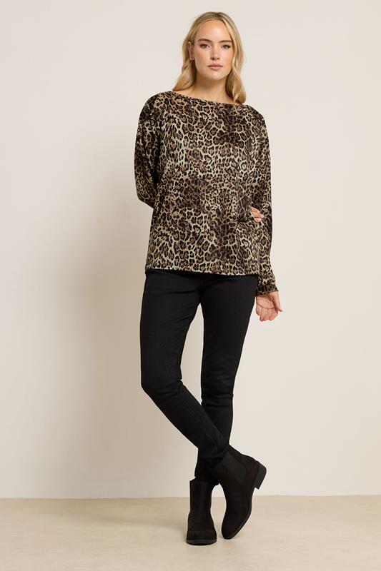 LTS Tall Brown Animal Print Batwing Top | Long Tall Sally 1