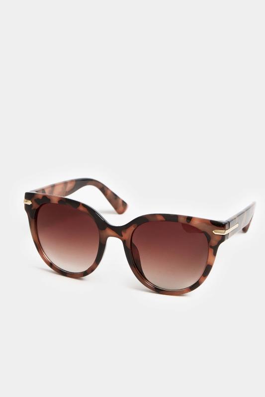 Brown Tortoiseshell Oversized Gold Detail Sunglasses | Yours Clothing 2