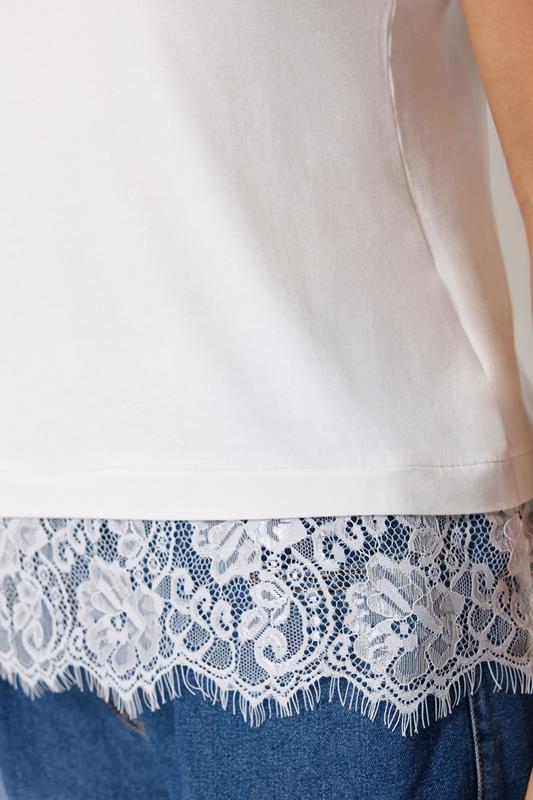 M&Co Petite Ivory White Lace Hem T Shirt | M&Co 4
