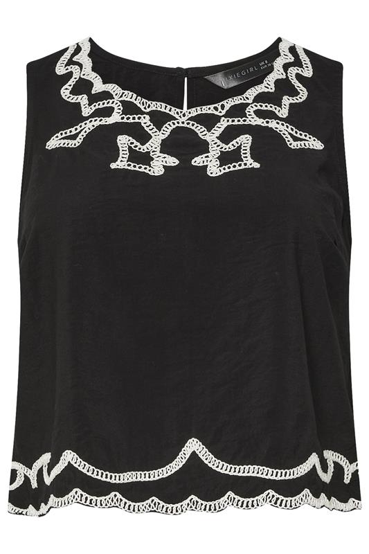 PixieGirl Petite Women's Black Embroidered Sleeveless Top | PixieGirl 6