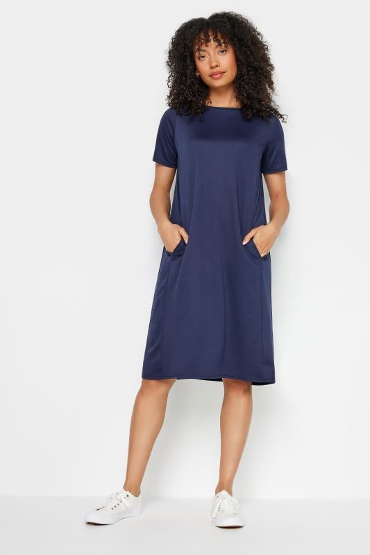 Women's  M&Co Navy Blue Short Sleeve Ponte Swing Dress