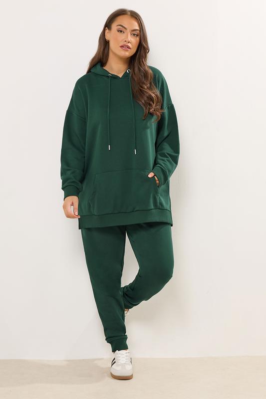 YOURS Plus Size Green Pocket Front Hoodie | Yours Clothing 1