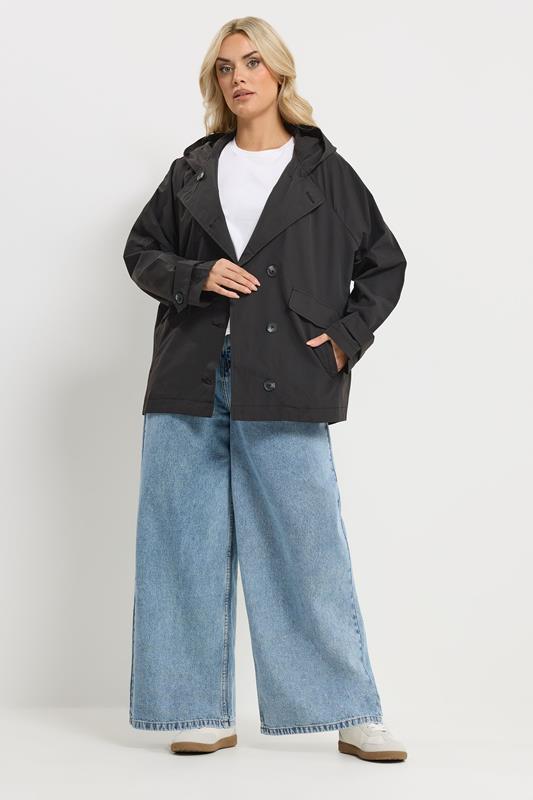 YOURS Plus Size Black  Hooded Raglan Jacket | Yours Clothing 2