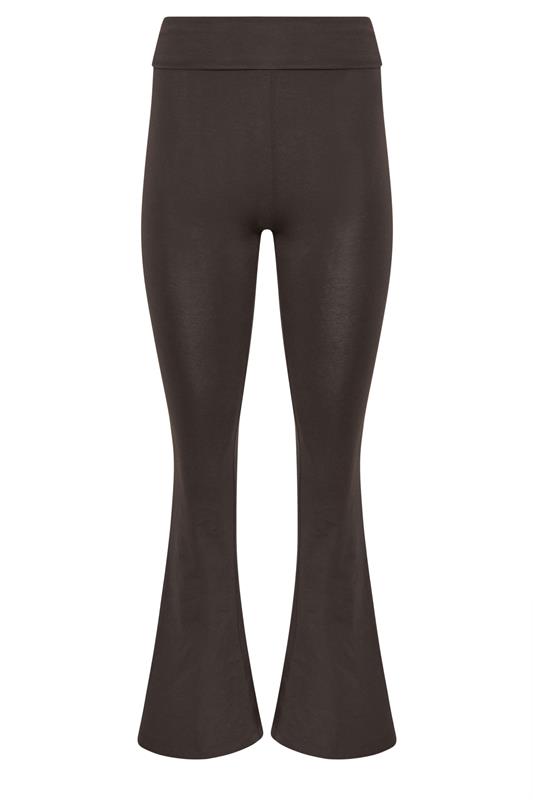 PixieGirl Petite Women's Chocolate Brown Fold Over Flared Leggings | PixieGirl 5