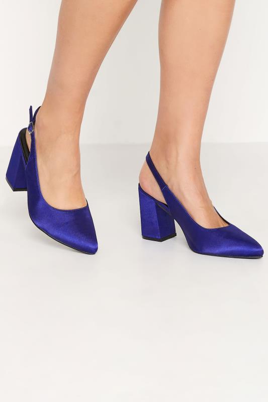 Plus Size  Yours LIMITED COLLECTION Cobalt Blue Pointed Block Heel Court Shoes In Wide E Fit & Extra Wide EEE Fit