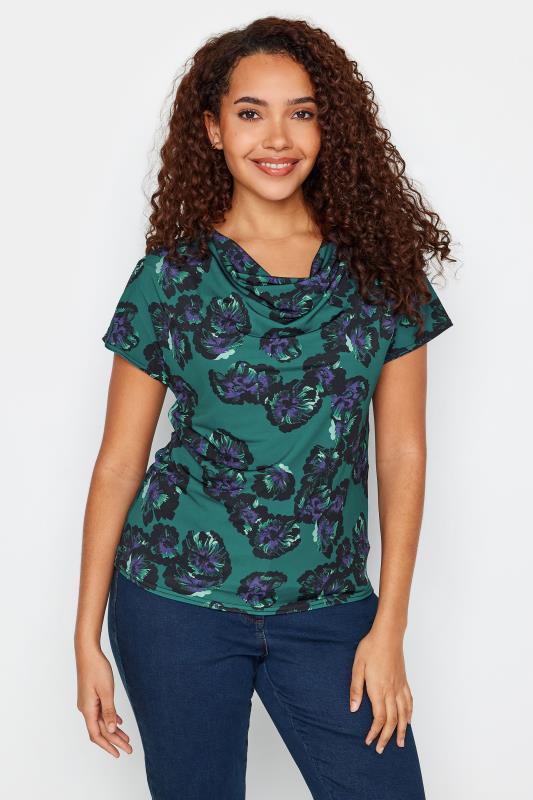 M&Co Green Floral Print Cowl Neck Top | M&Co 2